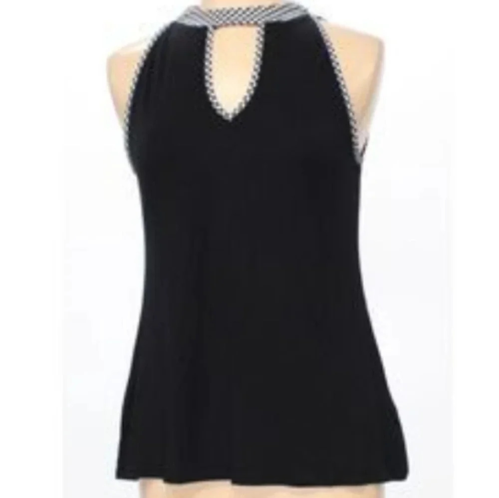 > Sleeveless black top women's sizes large